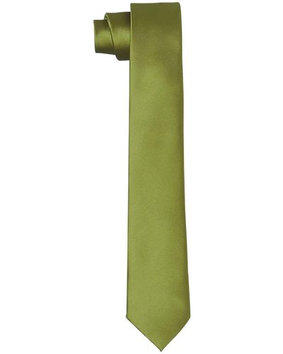 HIKARO Krawatte handgefertigt im Seidenlook 6 cm schmal - Olivgrün
