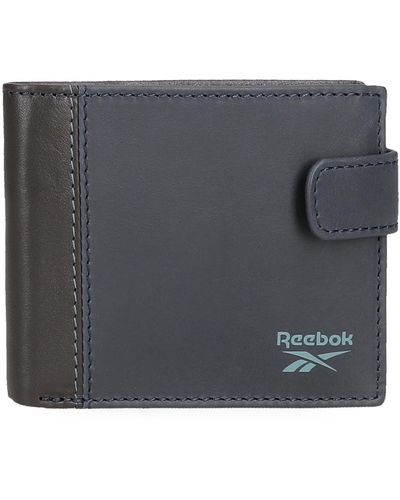 Reebok Division Vertical Wallet With Purse Blue 8.5 X 10.5 X 1 Cm Leather - Grey