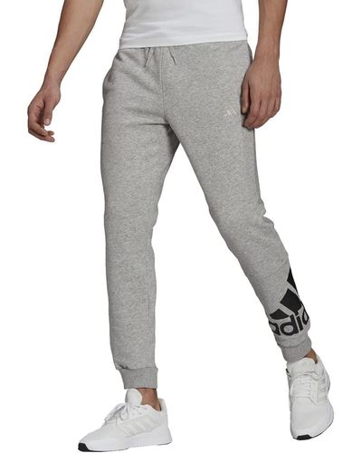 adidas Size Essentials Fleece Tapered Cuff Logo Pants - Grau