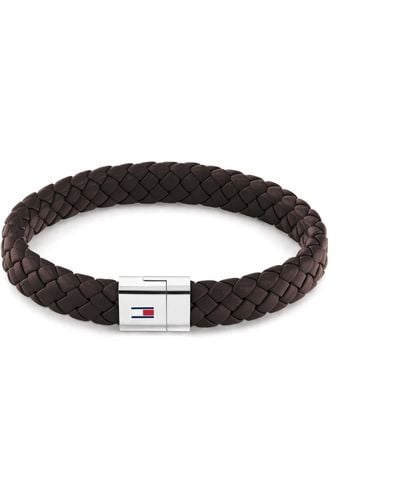 Tommy Hilfiger Jewellery Round Braided Leather Bracelet Color: Brown