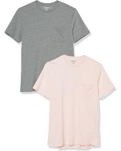 Amazon Essentials Kurzärmeliges T-Shirt mit Rollkragen und Tasche - Grau