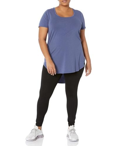 Amazon Essentials Extralanges Tunika-Yoga-T-Shirt in normaler Passform aus weicher Baumwolle - Blau