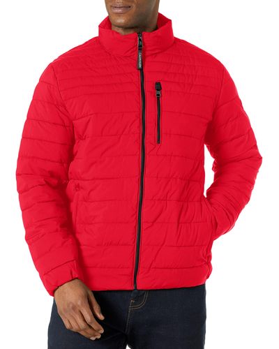 Calvin Klein Lightweight Water Resistant Packable Down Puffer Jacket - Red