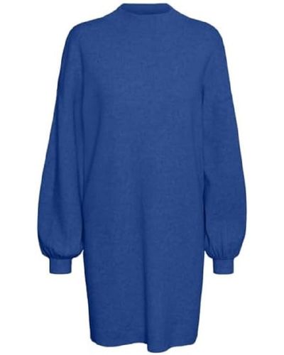 Vero Moda Vmnancy Ls Funnelneck Dress Noos - Blue