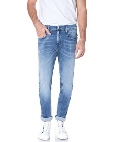 Replay Jeans Uomo Anbass Slim Fit Hyperflex Elasticizzati - Blu