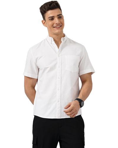Celio* Camicia casual da uomo in cotone tinta unita regolare - Bianco