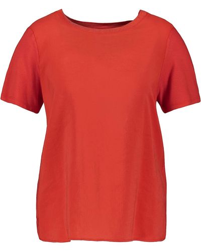 Gerry Weber Basic T-Shirt mit Material-Patch Kurzarm unifarben Fire 40 - Rot