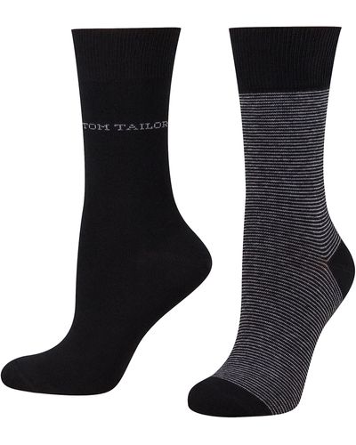 Tom Tailor Women socks 2er stripe black 35-38 - Schwarz