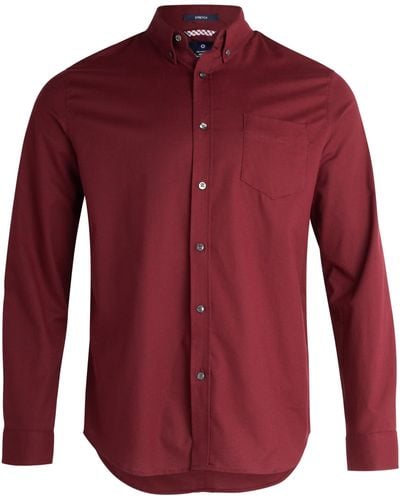 Ben Sherman Classic Fit Long Sleeve Button Down Shirt - Casual Dress Shirt For - Red