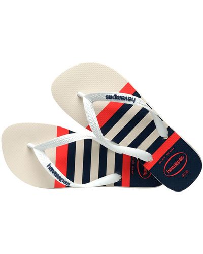 Havaianas Top Nautical Flip Flops - White/White/Navy, Weiß, Weiß, Marineblau, 43/44 EU - Rot