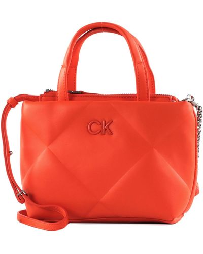 Calvin Klein Re-lock Quilt Tote Mini Xs Flame - Rood