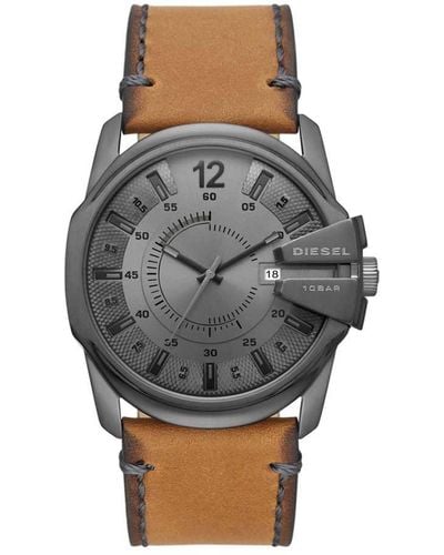 DIESEL Analog Quartz Uhr mit Leather Armband DZ1964 - Grau