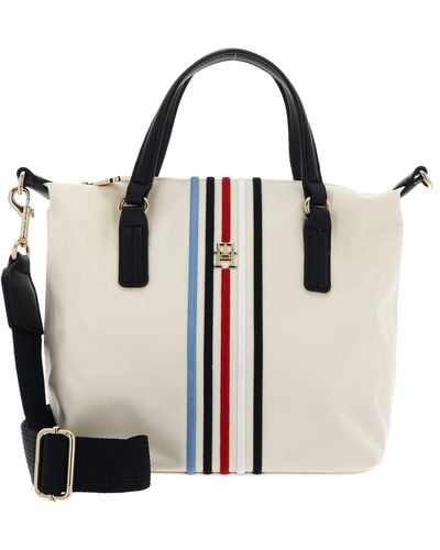 Tommy Hilfiger , , Poppy Small Tote Corp, Tote, Beige, One Size, Calico, Eén Maat, Onbezorgd - Wit