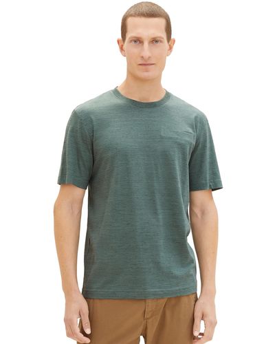 Tom Tailor Klassisches T-Shirt mit Struktur - Grün