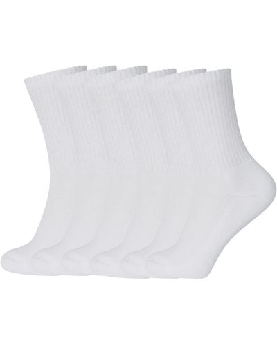HIKARO Non Binding Cotton Crew Socks - White