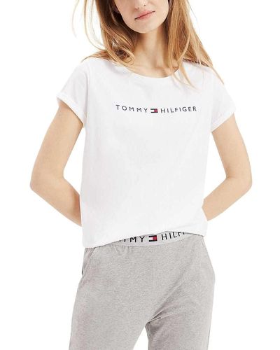 Tommy Hilfiger T-Shirt in Melangeoptik mit Logo-Print - Grau