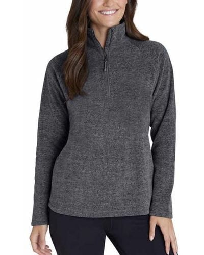 Eddie Bauer Women's Quest Fleece 1/4-zip - Solid, Charcoal Htr, Large - Gray