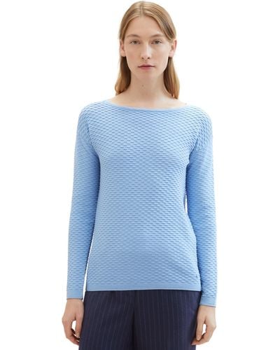 Tom Tailor Basic Sweatshirt mit Struktur - Blau