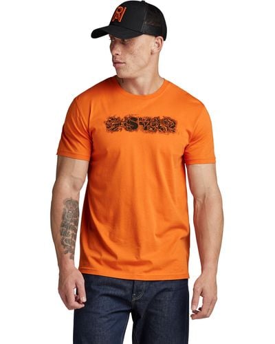 G-Star RAW Logotipo Desgastado Camisetas - Naranja
