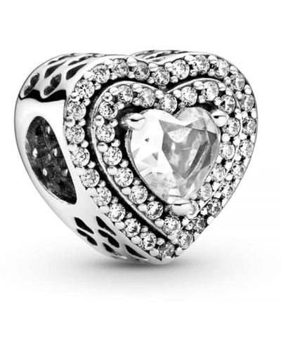 PANDORA Charm Leveled Glittering Hearts 799218C01 argento donna - Multicolore