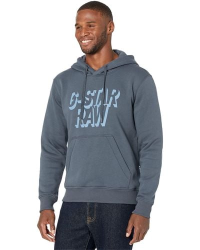 G-Star RAW Retro Shadow Logo Hooded Sweatshirt - Blue