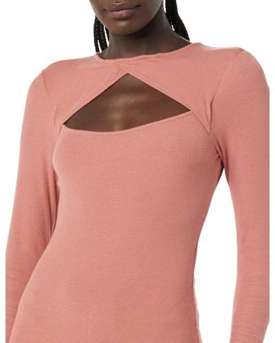 Amazon Essentials Feinripp-Bodysuit mit Langen Ärmeln und Cutout - Pink