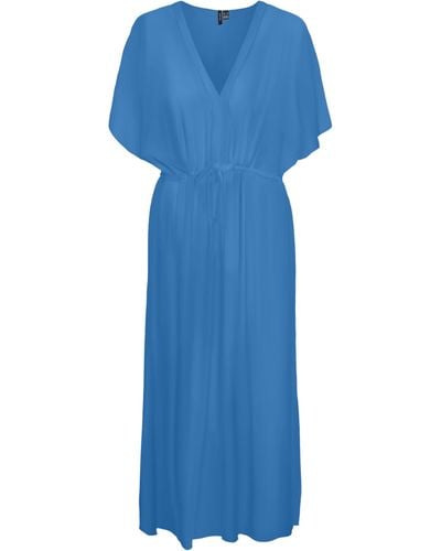 Vero Moda Vmmenny Ss 7/8 Kaftan Wvn Ga Noos Long Dress - Blue