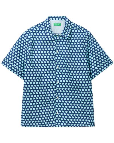 Benetton 5wwyuq01n Klassisches Hemd - Blau