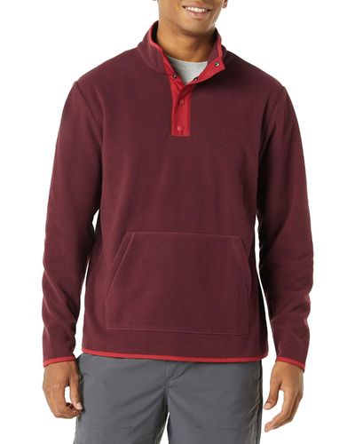 Amazon Essentials Snap-front Pullover Polar Fleece Jacket- Discontinued Colours - Red