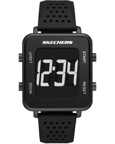 Skechers Ruhland Quartz Plastic En Pu Sport Digitaal Horloge - Zwart