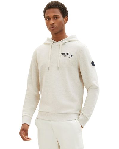 Tom Tailor Sweatshirt Hoodie mit Logo-Print - Weiß