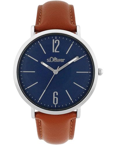S.oliver Uhr Armbanduhr Chronograph Leder 2038386 - Blau