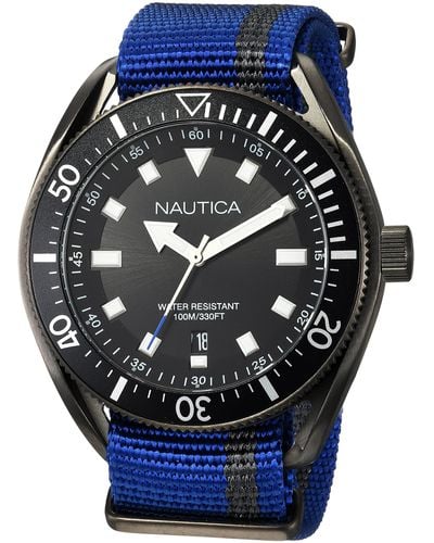 Nautica Orologio Analogico Quarzo Uomo con Cinturino in Tessuto NAPPRF002 - Blu