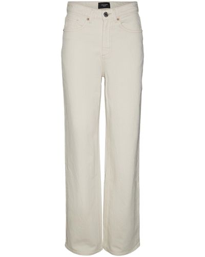 Vero Moda Vmtessa Hr Straight Jeans Ecru Ga Noos - White