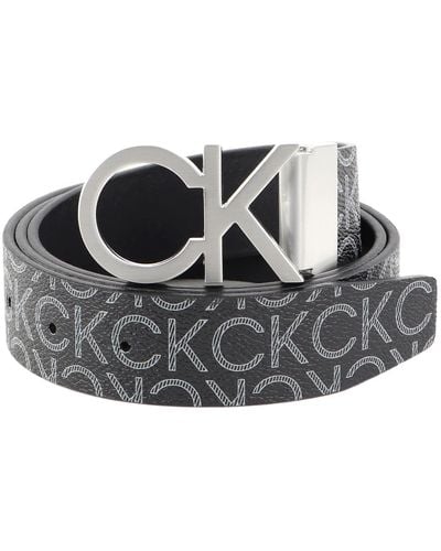 Calvin Klein CK Reversible Adjustable New Mono Belt 3,5CM W90 Black Monogram - accorciabile - Nero