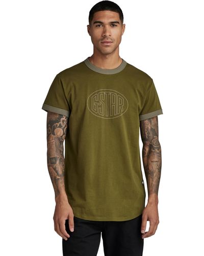 G-Star RAW Lash Graphic Ringer T-Shirt - Grün