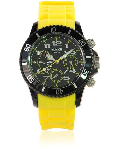 Munich Mu119.9a Analoog Digitaal Quartz Horloge Voor Unisex Volwassenen Met Rubberen Armband - Geel