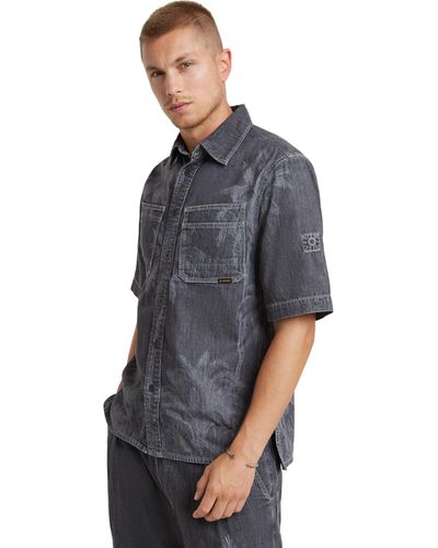G-Star RAW Slanted Double Pocket Regular Shirt Ss - Grey