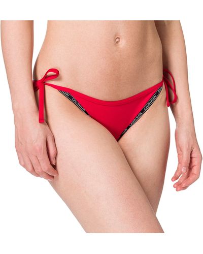 Calvin Klein String Side Tie Parte Inferiore del Bikini - Rosso