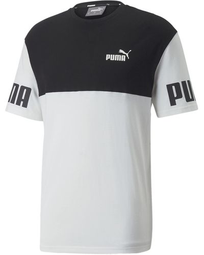 PUMA T-Shirt Power Colourblock da Uomo L White - Nero