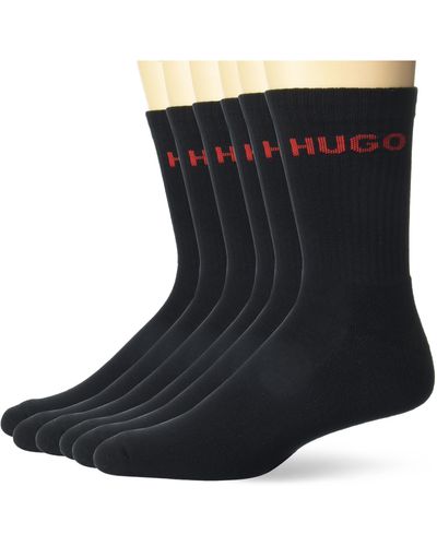 HUGO Six Pack Quarter Length Socks - Black