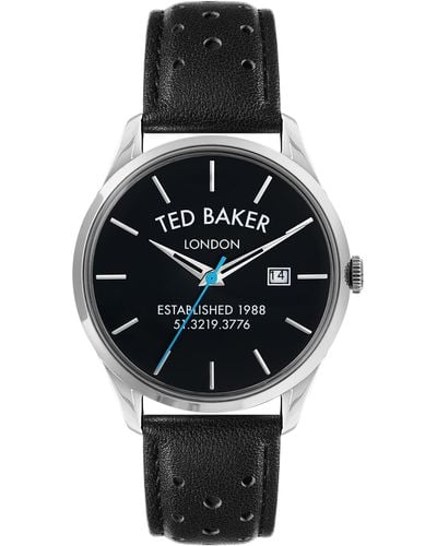 Ted Baker Leytonn Brogue Black Leather Strap Watch