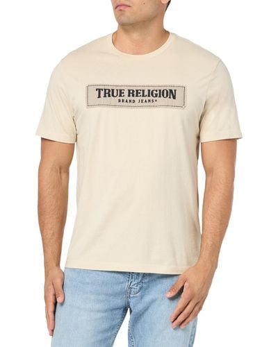 True Religion Ss Frayed Arch Tee - Natur