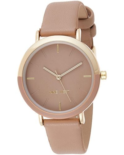 Nine West Gold-tone And Tan Strap Watch - Natural