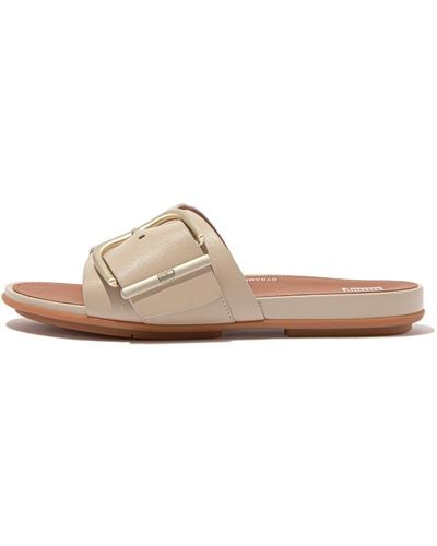 Fitflop Gracie Maxi-buckle Leather Slides Wedge Sandal - Brown