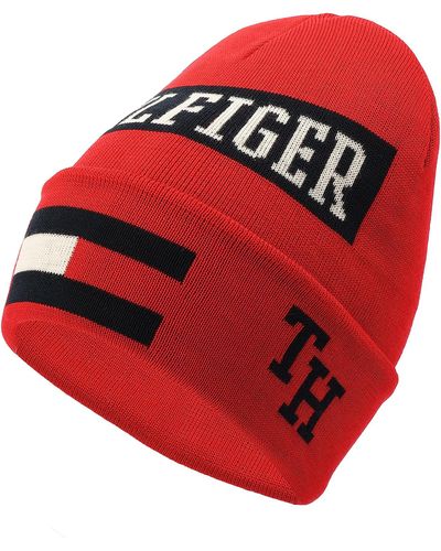 Tommy Hilfiger Logo Mix Cuff Hat - Red