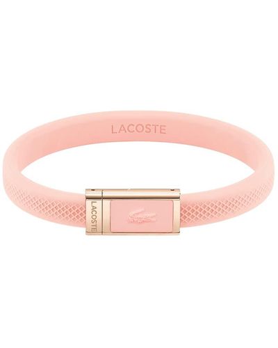 Lacoste 2040065 Jewelry L.12.12 Ionic Plated Carnation Gold Steel And Pink Silicone Bracelet Color: Pink - Black