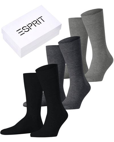 Esprit Solid Mix 3-pack Duurzaam Biologisch Katoen Lyocell Zonder Patroon Ademend Milieuvriendelijk 2 Paar Sokken - Grijs