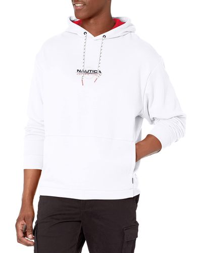 Nautica Mens Competition Sustainably Crafted Logo Pullover Hoodie Sweatshirt - Weiß