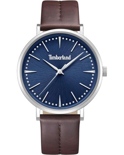 Timberland RIPTON Montre-bracelet analogique pour homme avec bracelet en cuir de haute qualité - Bleu
